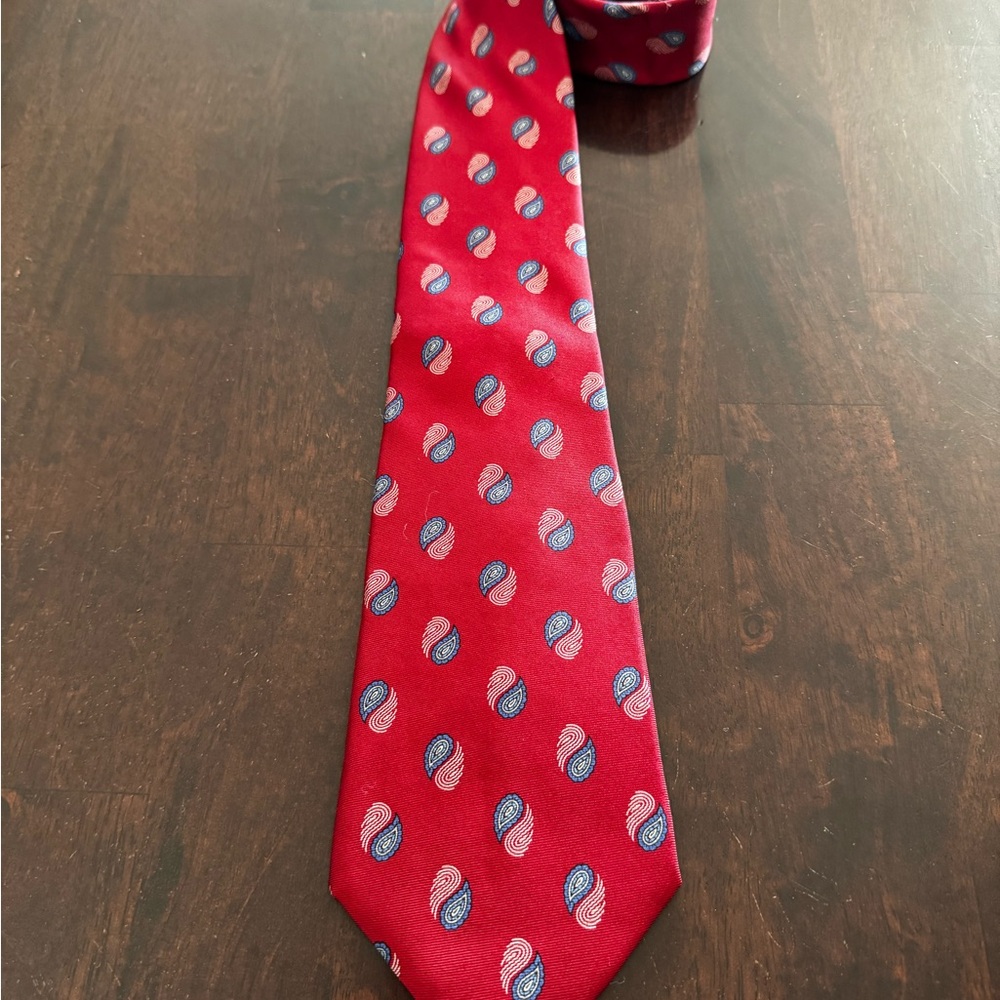 Dior Red and Blue Paisley Tie Made in Italy